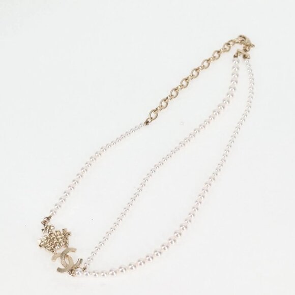 CHANEL Pearl Necklace Metal White Gold Tone CC Auth 128889M - Picture 7 of 12